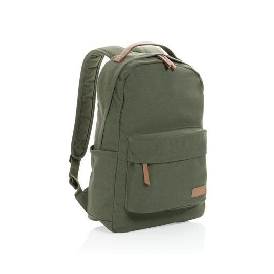 Recycled 16 oz. canvas backpack from XD Collection with multiple compartments and adjustable straps.