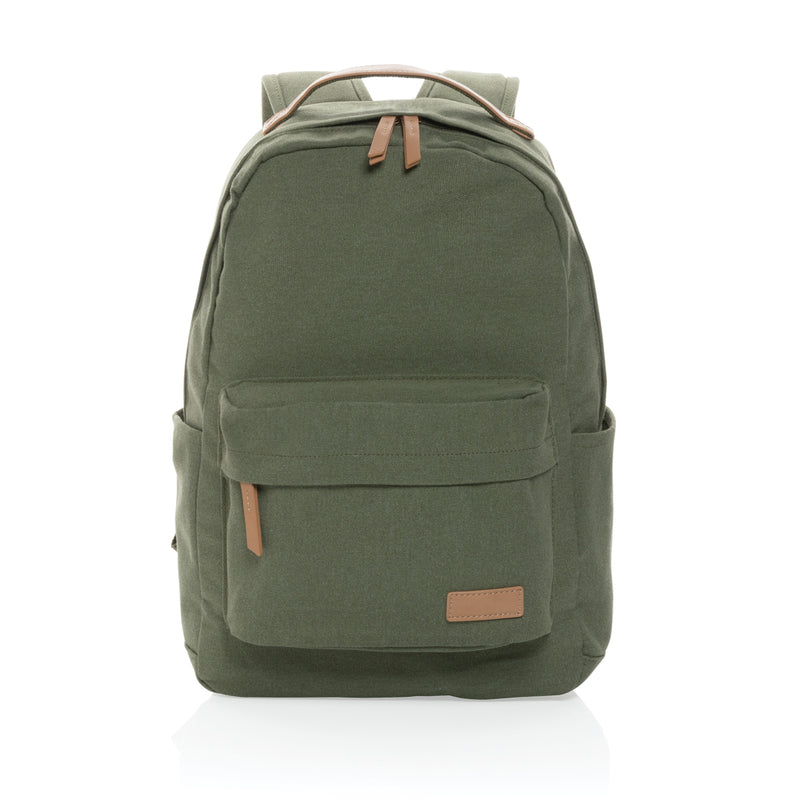 Load image into Gallery viewer, 16 oz recycled canvas backpack from XD Collection, showing durable, eco-friendly bag with adjustable straps and spacious main compartment.
