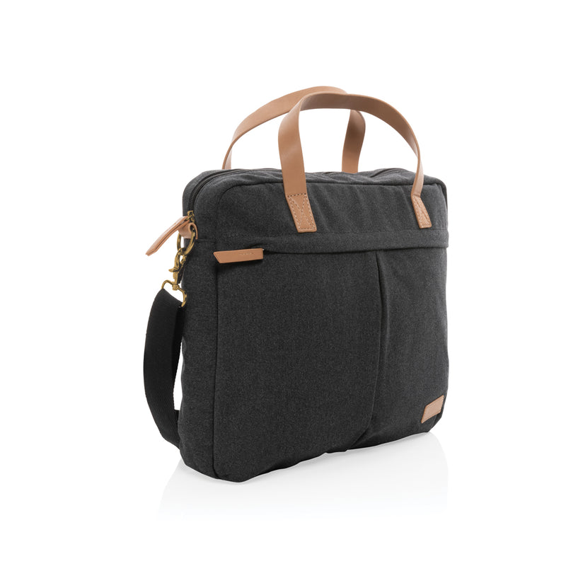 Load image into Gallery viewer, 16 oz recycled canvas laptop bag by XD Collection, showing a stylish eco-friendly bag with handles and organizational pockets.
