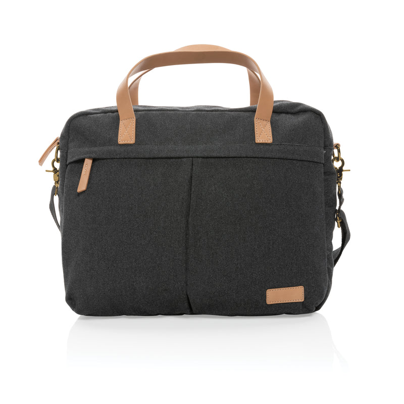 Load image into Gallery viewer, Recycled canvas laptop bag by XD Collection, 16 oz. durable bag with adjustable strap and multiple compartments for travel and work.
