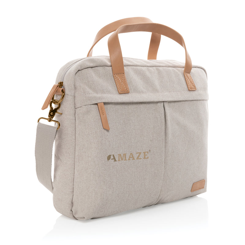 Load image into Gallery viewer, 16 oz recycled canvas laptop bag from XD Collection, featuring a spacious main compartment and durable eco-friendly design.
