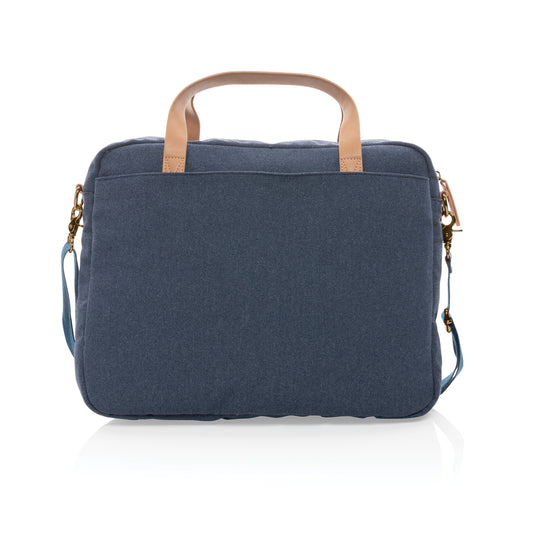 Recycled 16 oz. canvas laptop bag from XD Collection, stylish and eco-friendly with a sleek design and sturdy shoulder strap.