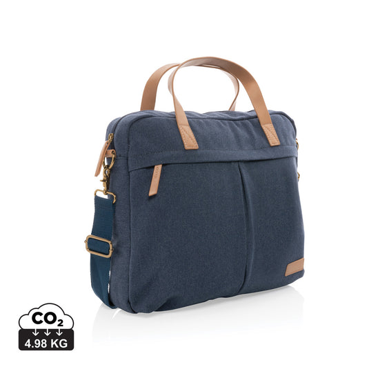 16 oz recycled canvas laptop bag by XD Collection featuring a durable, eco-friendly design with a spacious interior and adjustable strap.