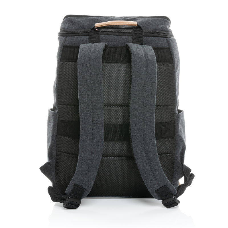 Load image into Gallery viewer, 16 oz recycled canvas laptop backpack by XD Collection featuring a 15-inch main compartment and adjustable straps.
