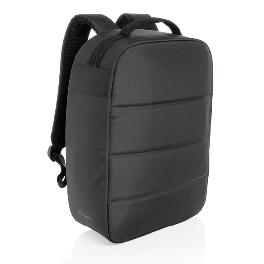 XD Xclusive Impact AWARE™ RPET 15.6" laptop backpack with anti-theft design, durable bags and travel gear in black.