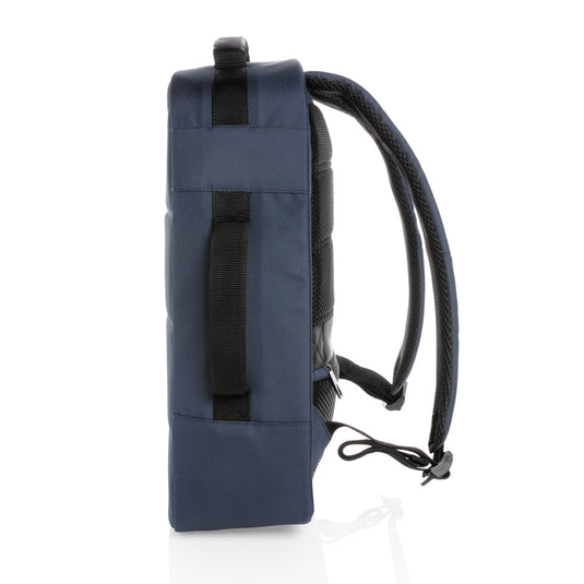 XD Xclusive Impact AWARE™ RPET 15.6-inch anti-theft laptop backpack with multiple compartments and padded shoulder straps.