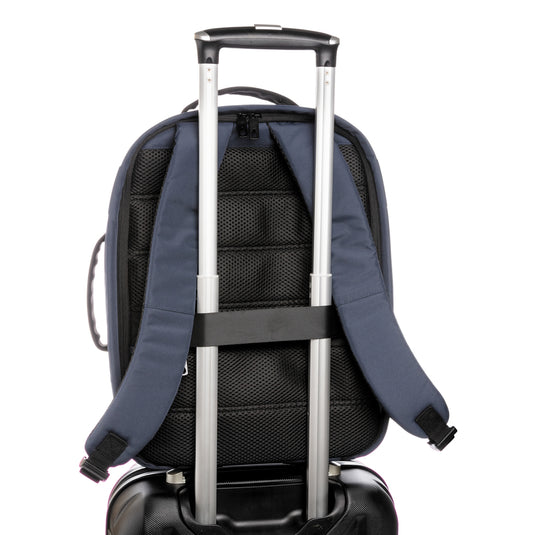 XD Xclusive Impact AWARE™ RPET 15.6-inch anti-theft laptop backpack with multiple compartments and padded straps, made from recycled materials.