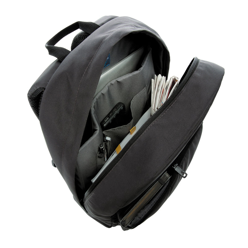 Load image into Gallery viewer, XD Xclusive Impact AWARE™ RPET 15.6-inch laptop backpack with multiple compartments and adjustable straps, made from recycled materials.
