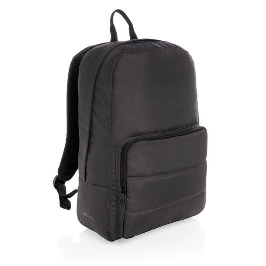 Impact AWARE™ RPET 15.6-inch laptop backpack by XD Xclusive, with multiple compartments and padded straps for comfortable carrying.