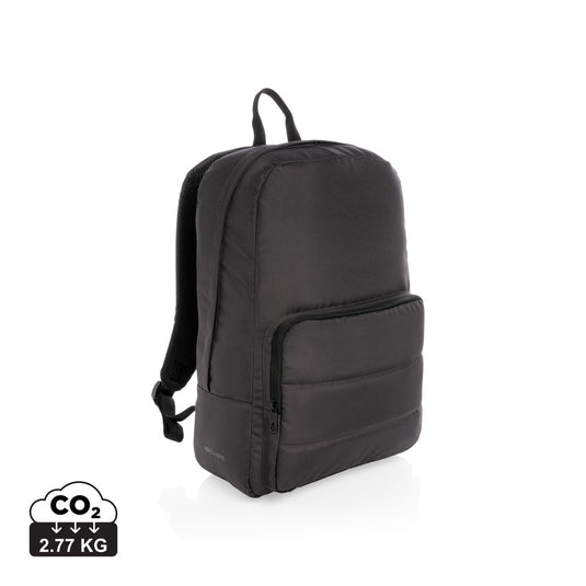 XD Xclusive Impact AWARE™ RPET 15.6-inch laptop backpack with multiple compartments and padded shoulder straps.