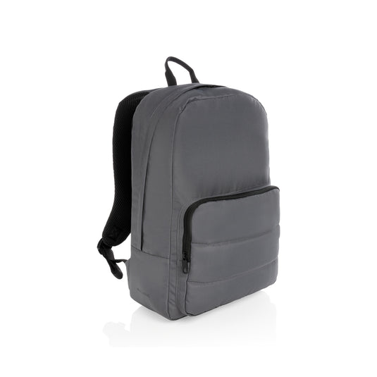 Impact AWARE™ RPET 15.6-inch laptop backpack by XD Xclusive, featuring multiple compartments and adjustable straps for travel and daily use.