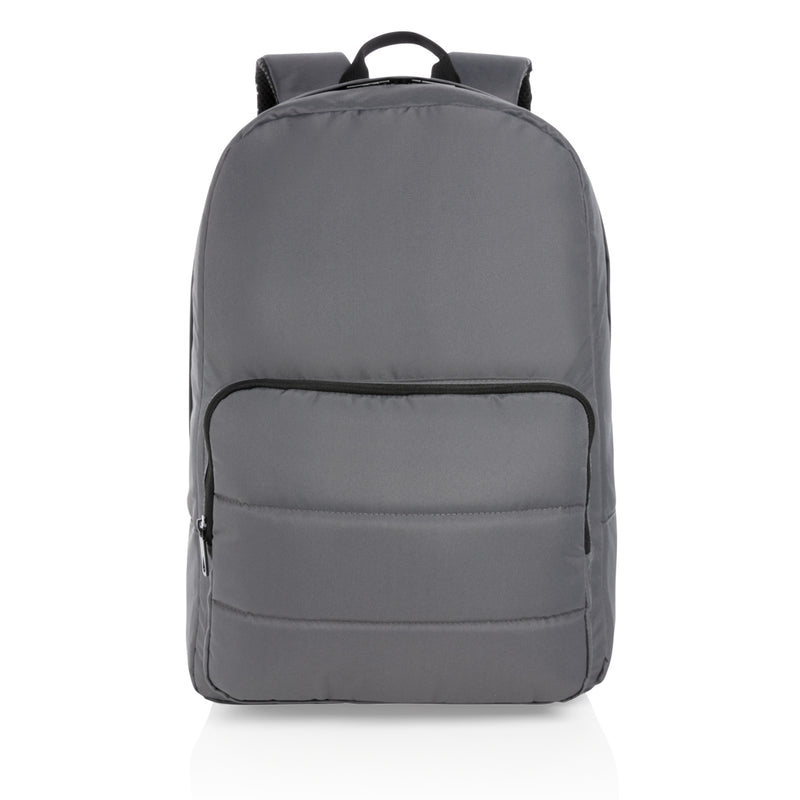 Load image into Gallery viewer, XD Xclusive Impact AWARE™ RPET 15.6-inch laptop backpack in black with adjustable straps and multiple compartments.
