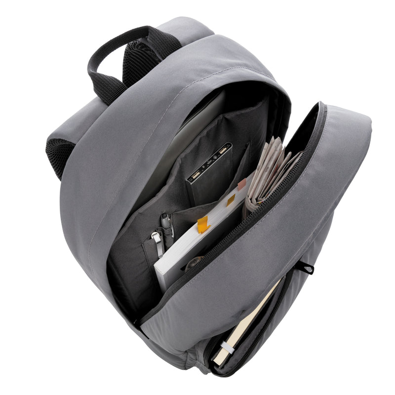 Load image into Gallery viewer, Impact AWARE™ RPET 15.6-inch laptop backpack by XD Xclusive with multiple compartments and padded straps for comfort.
