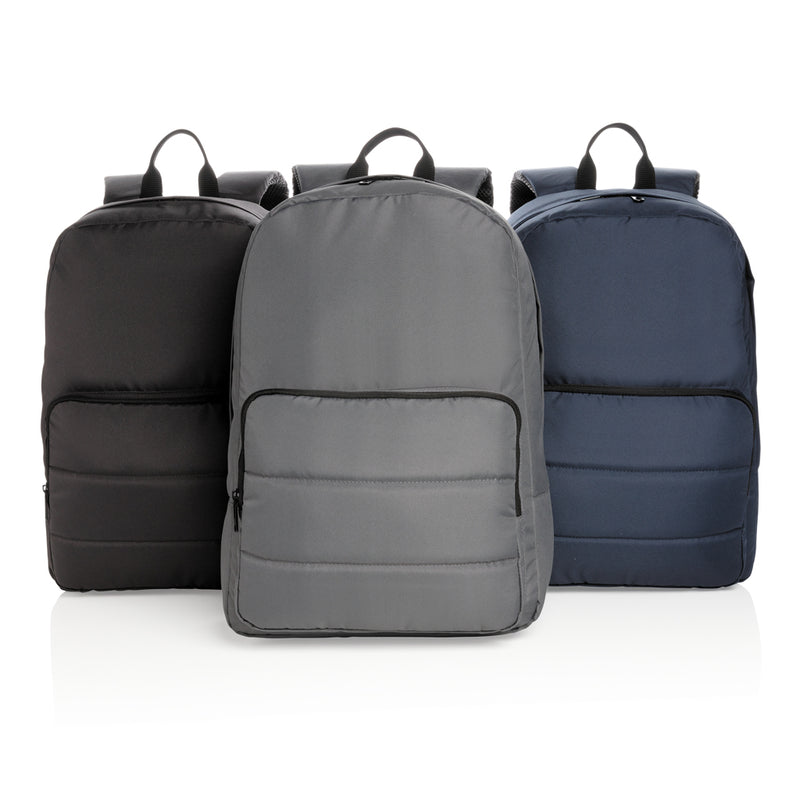 Load image into Gallery viewer, XD Xclusive Impact AWARE™ RPET 15.6-inch laptop backpack in gray with multiple compartments and padded straps for travel and daily use.

