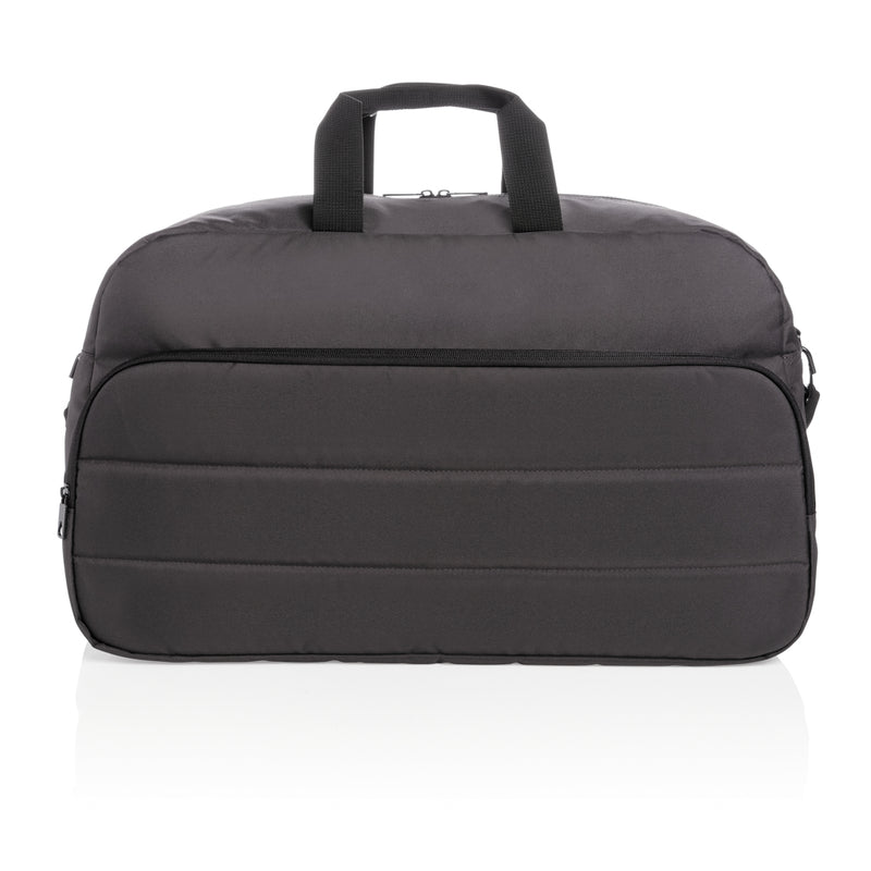Load image into Gallery viewer, Impact AWARE™ RPET weekend duffel bag by XD Xclusive, showing durable green recycled material and spacious travel design.
