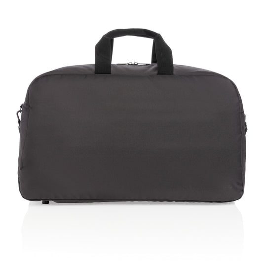 XD Xclusive Impact AWARE™ RPET weekend duffel bag with handles and zipper closure, made from recycled materials, suitable for travel.