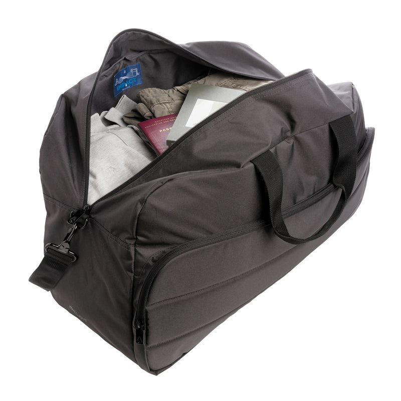 Load image into Gallery viewer, Impact AWARE™ RPET weekend duffel bag by XD Xclusive, made from recycled materials, featuring a spacious design and sturdy handles.

