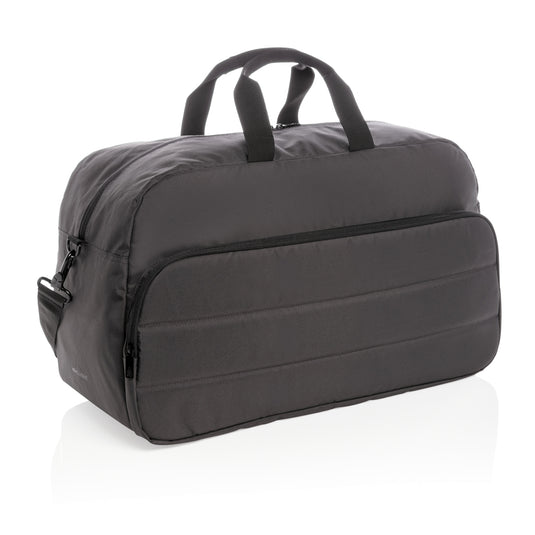 Light blue Impact AWARE™ RPET weekend duffel bag from XD Xclusive with sturdy handles and spacious main compartment for travel.