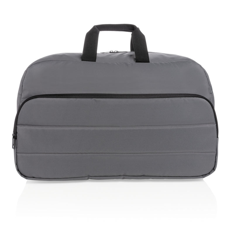 Load image into Gallery viewer, Impact AWARE™ RPET weekend duffel bag by XD Xclusive, showing durable recycled material and spacious design for travel.
