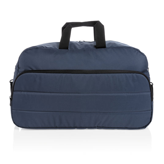 Impact AWARE™ RPET weekend duffel bag by XD Xclusive, showing durable eco-friendly fabric, sturdy handles, and spacious interior.
