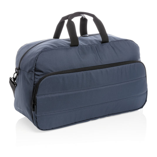 Impact AWARE™ RPET weekend duffel bag by XD Xclusive, showing durable eco-friendly travel bag with handles and zipper closure.