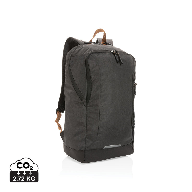 Load image into Gallery viewer, Impact AWARE™ Urban outdoor backpack by XD Collection, shown in black with multiple compartments and adjustable straps.

