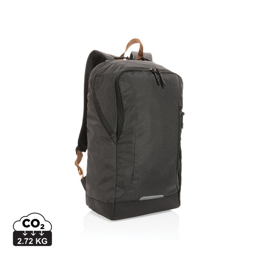 Impact AWARE™ Urban outdoor backpack by XD Collection, shown in black with multiple compartments and adjustable straps.