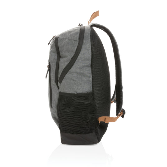 Impact AWARE™ Urban outdoor backpack by XD Collection, black bag with multiple compartments and padded straps for travel and daily use.