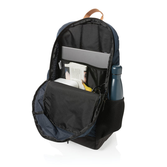 Impact AWARE™ Urban outdoor backpack by XD Collection featuring durable fabric, multiple compartments, and adjustable straps.
