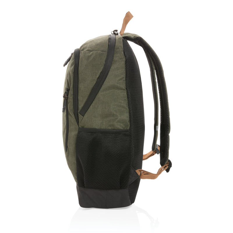 Load image into Gallery viewer, XD Collection Impact AWARE™ Urban outdoor backpack in black with multiple compartments and padded straps for comfortable carrying.
