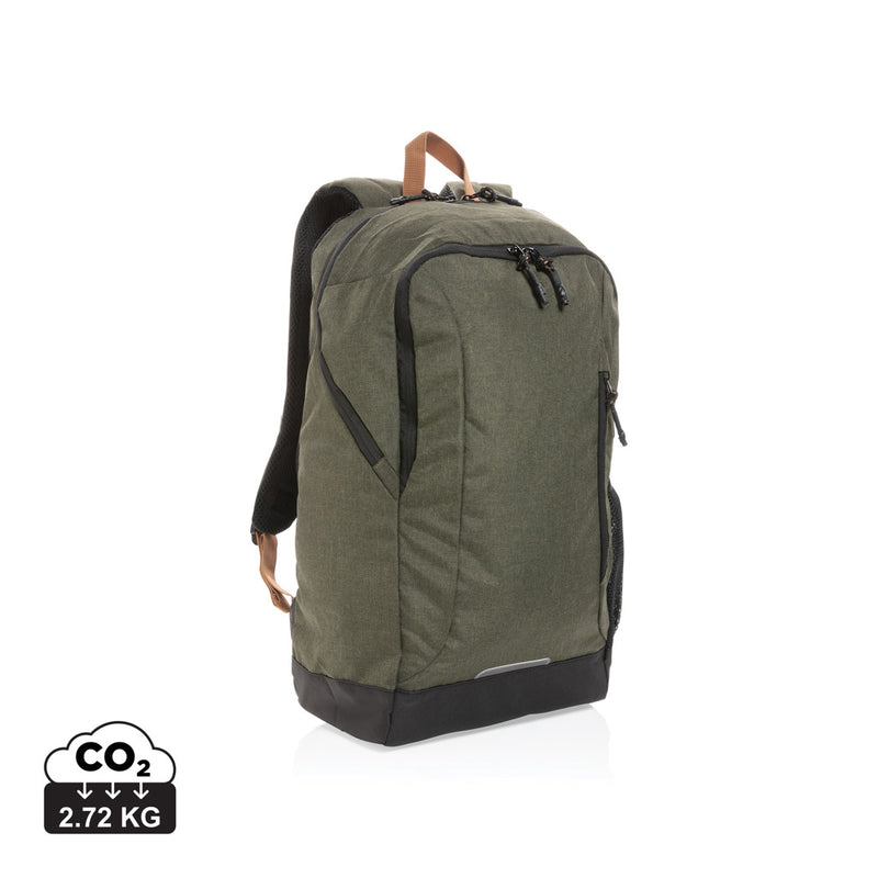 Load image into Gallery viewer, Impact AWARE™ Urban outdoor backpack from XD Collection, black bag with multiple compartments and adjustable straps for travel and daily use.
