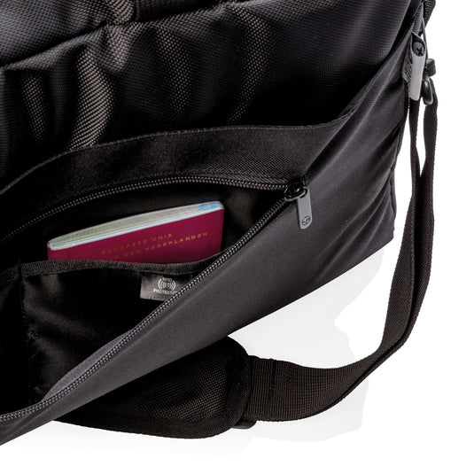 Swiss Peak RFID duffle with suitcase opening - Custom Wood Designs