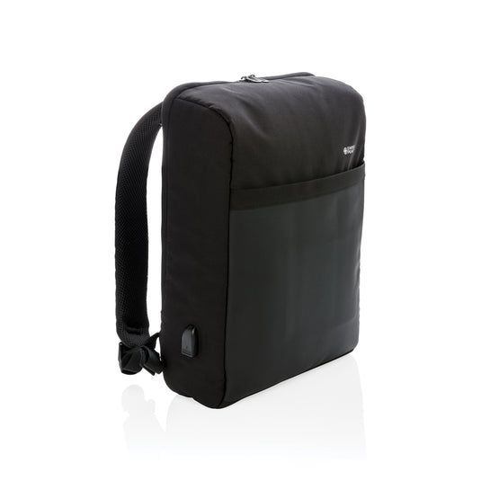 Swiss Peak 15" anti-theft RFID & USB backpack PVC free - Custom Wood Designs