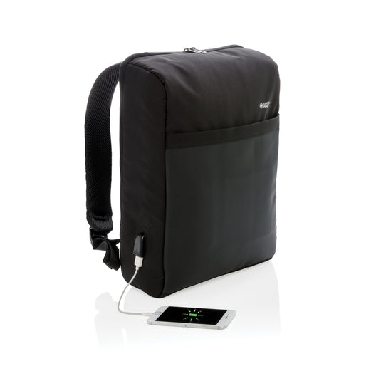 Swiss Peak 15" anti-theft RFID & USB backpack PVC free - Custom Wood Designs