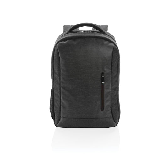 XD Collection 900D PVC-free laptop backpack showing durable fabric, padded shoulder straps, and front zip compartments.