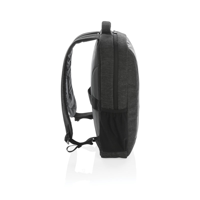 Load image into Gallery viewer, XD Collection 900D laptop backpack made from PVC-free durable fabric, featuring multiple compartments and sleek black design.
