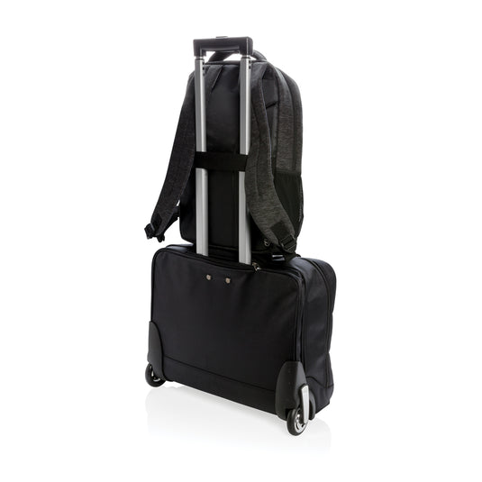 XD Collection 900D PVC-free laptop backpack in black, featuring multiple compartments and padded straps for comfortable carrying.
