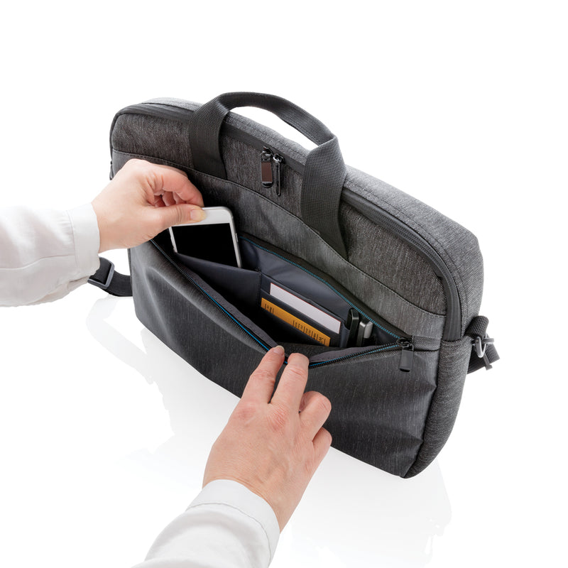 Load image into Gallery viewer, XD Collection 900D PVC-free laptop bag with padded compartment, black durable design, ideal for travel and everyday use.
