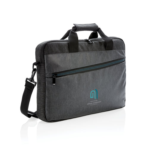 XD Collection 900D PVC-free laptop bag showing durable black fabric with handle and zipper closure for travel and everyday use.