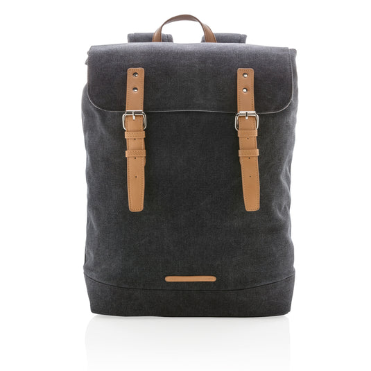 PVC-free canvas laptop backpack from XD Collection, stylish and durable bag with multiple compartments for travel and daily use.