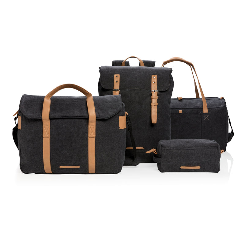 Load image into Gallery viewer, PVC-free canvas laptop backpack from XD Collection, eco-friendly bag with multiple compartments and comfortable shoulder straps.
