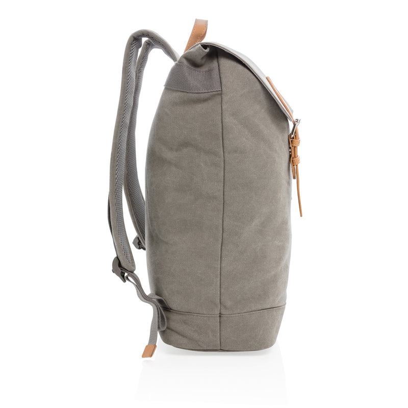 Load image into Gallery viewer, PVC-free canvas laptop backpack from XD Collection, showing the stylish, durable bag with multiple compartments and adjustable straps.
