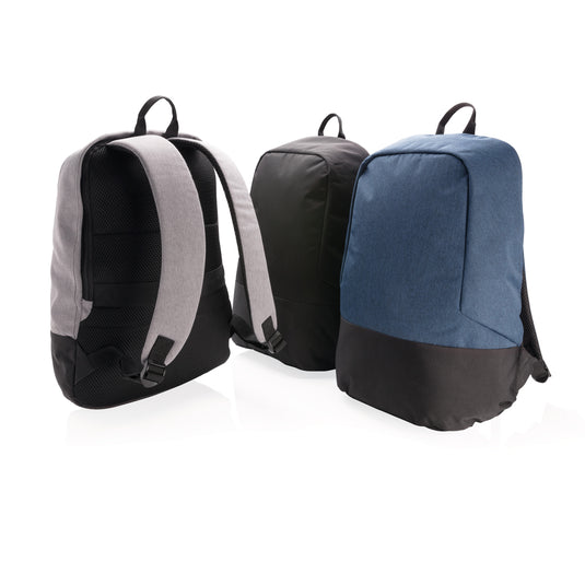 PVC-free RFID anti-theft backpack from XD Collection, shown in black with multiple compartments and padded shoulder straps.
