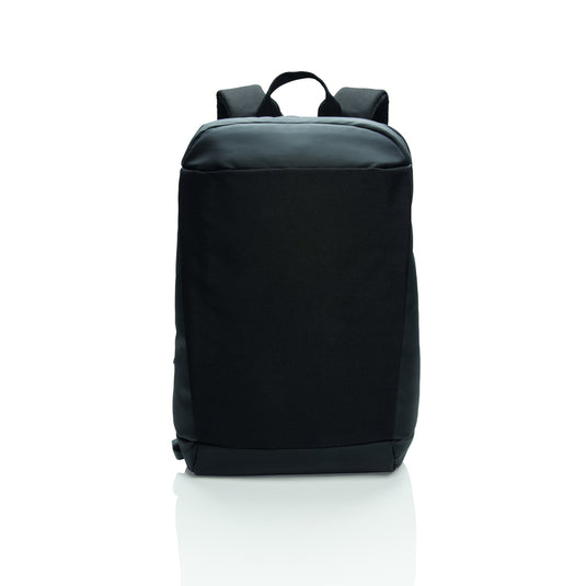 XD Xclusive Madrid anti-theft RFID USB laptop backpack made of PVC-free material, with secure compartments and sleek design.