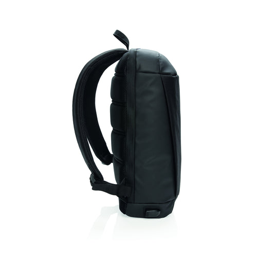 XD Xclusive Madrid anti-theft RFID USB laptop backpack with PVC-free material, featuring multiple compartments and secure design.
