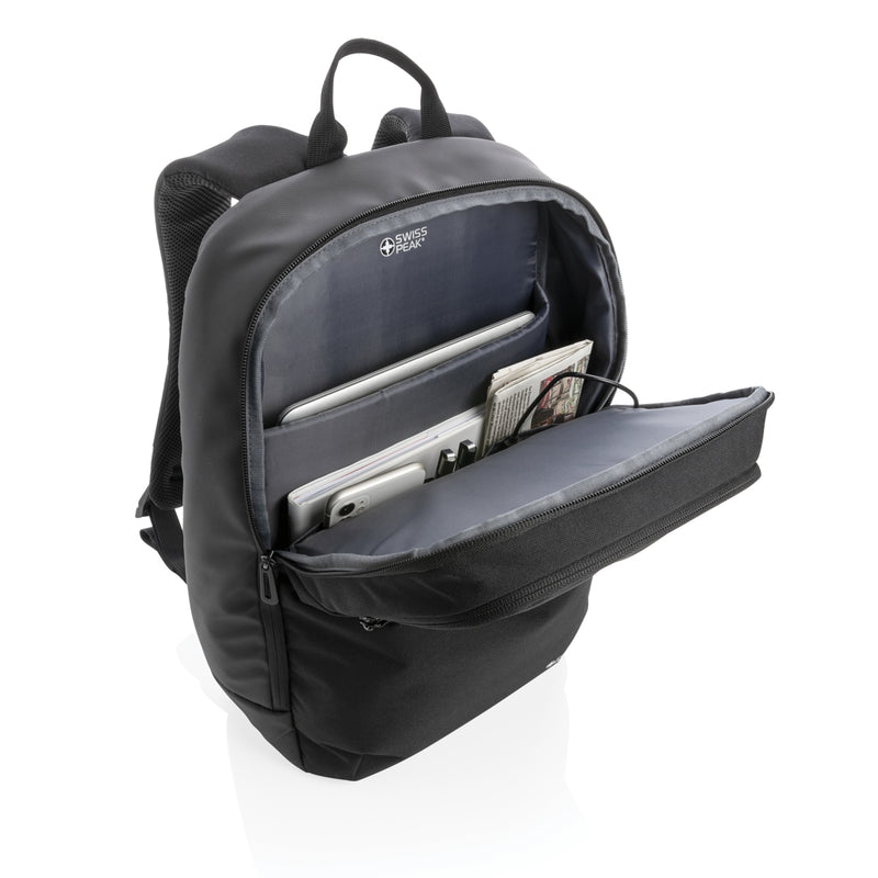 Load image into Gallery viewer, Swiss Peak laptop backpack with UV-C steriliser pocket - Custom Wood Designs
