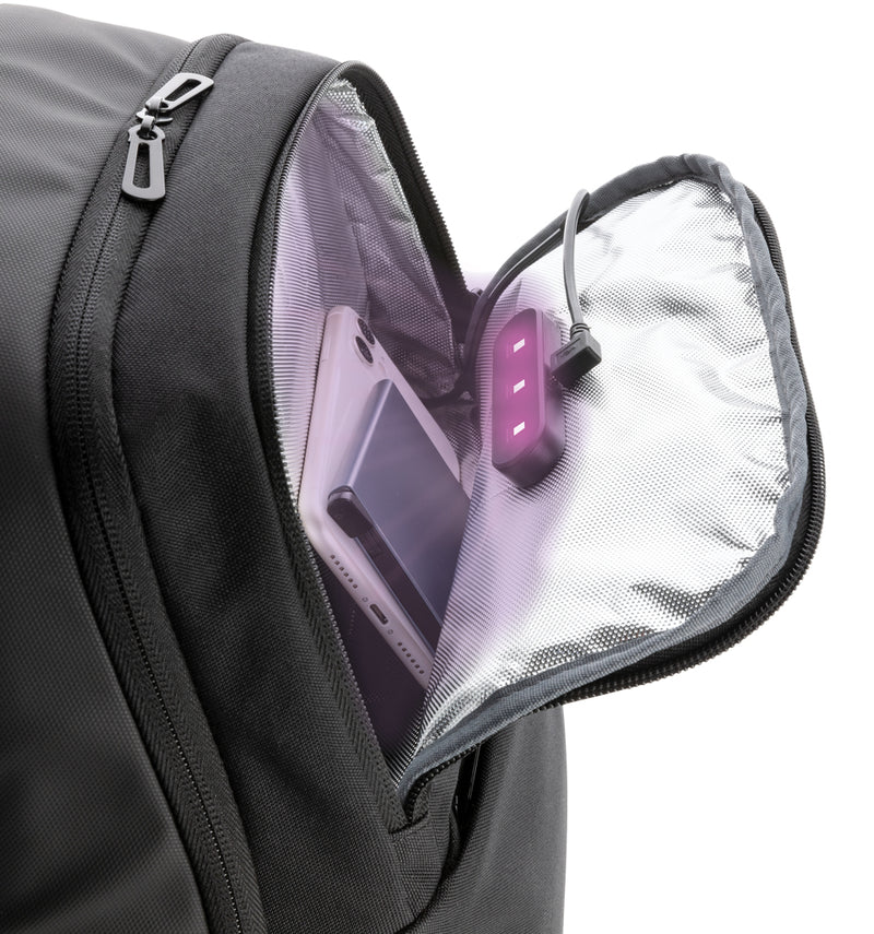 Load image into Gallery viewer, Swiss Peak laptop backpack with UV-C steriliser pocket - Custom Wood Designs
