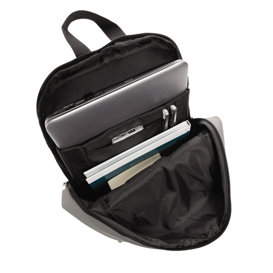 XD Collection Smooth PU 15.6-inch laptop backpack with multiple compartments and padded straps for comfortable carrying.