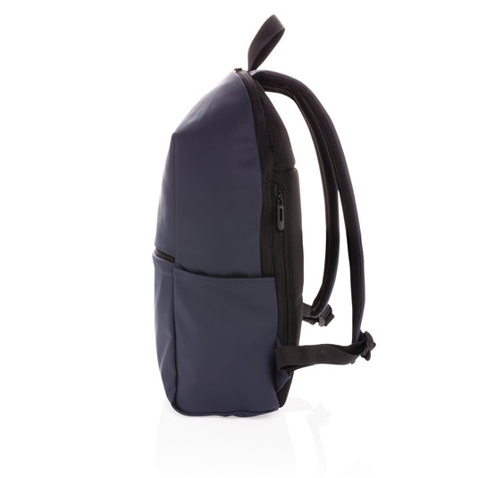 XD Collection Smooth PU 15.6-inch laptop backpack with multiple compartments and padded straps for comfortable carrying.