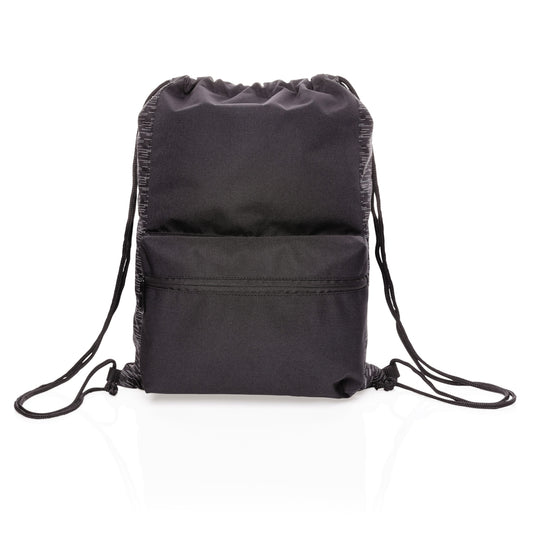 Reflective drawstring backpack from XD Collection's AWARE™ RPET Bags & Travel line, featuring eco-friendly design and adjustable straps.